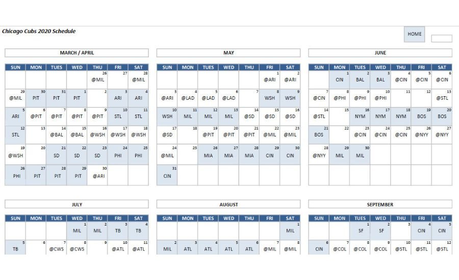 cubs schedule