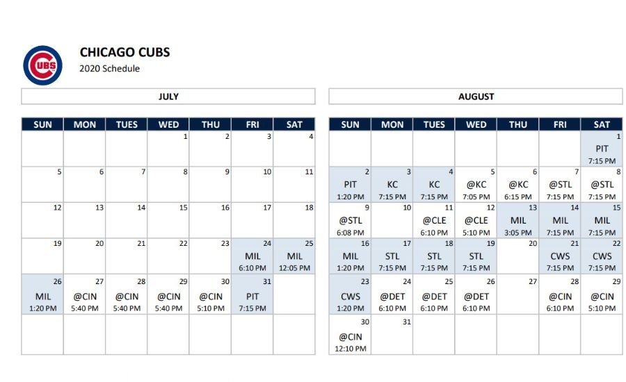 cubs schedule